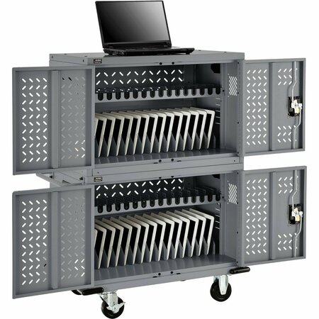 GLOBAL INDUSTRIAL 32-Device Charging Cart For Chromebooks And Tablets, Gray, Assembled 670052GYA